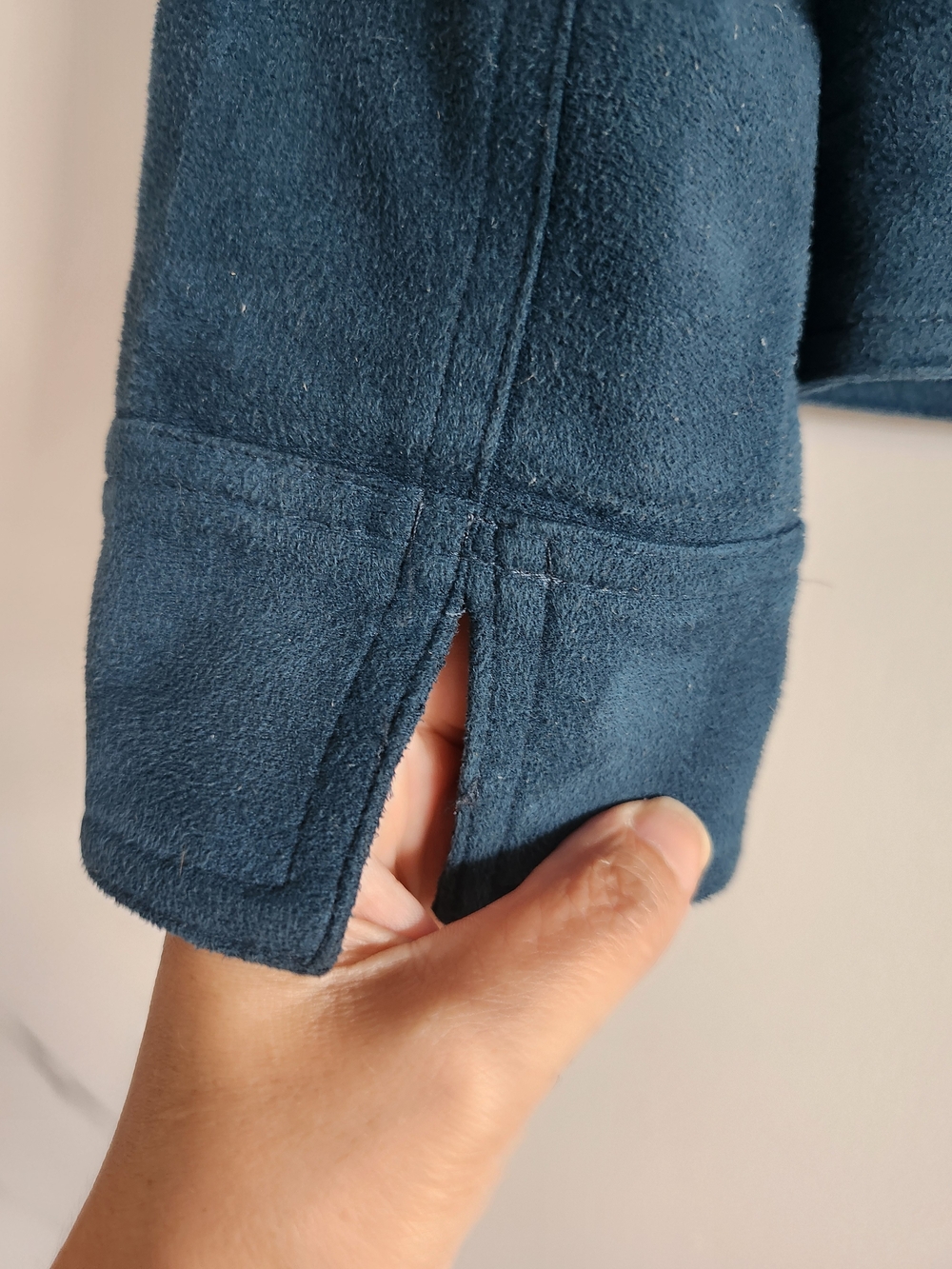 Northern Reflections Teal Faux Suede Zip Up Jacket | Peacock Blue Moto Style - Picture 5 of 10